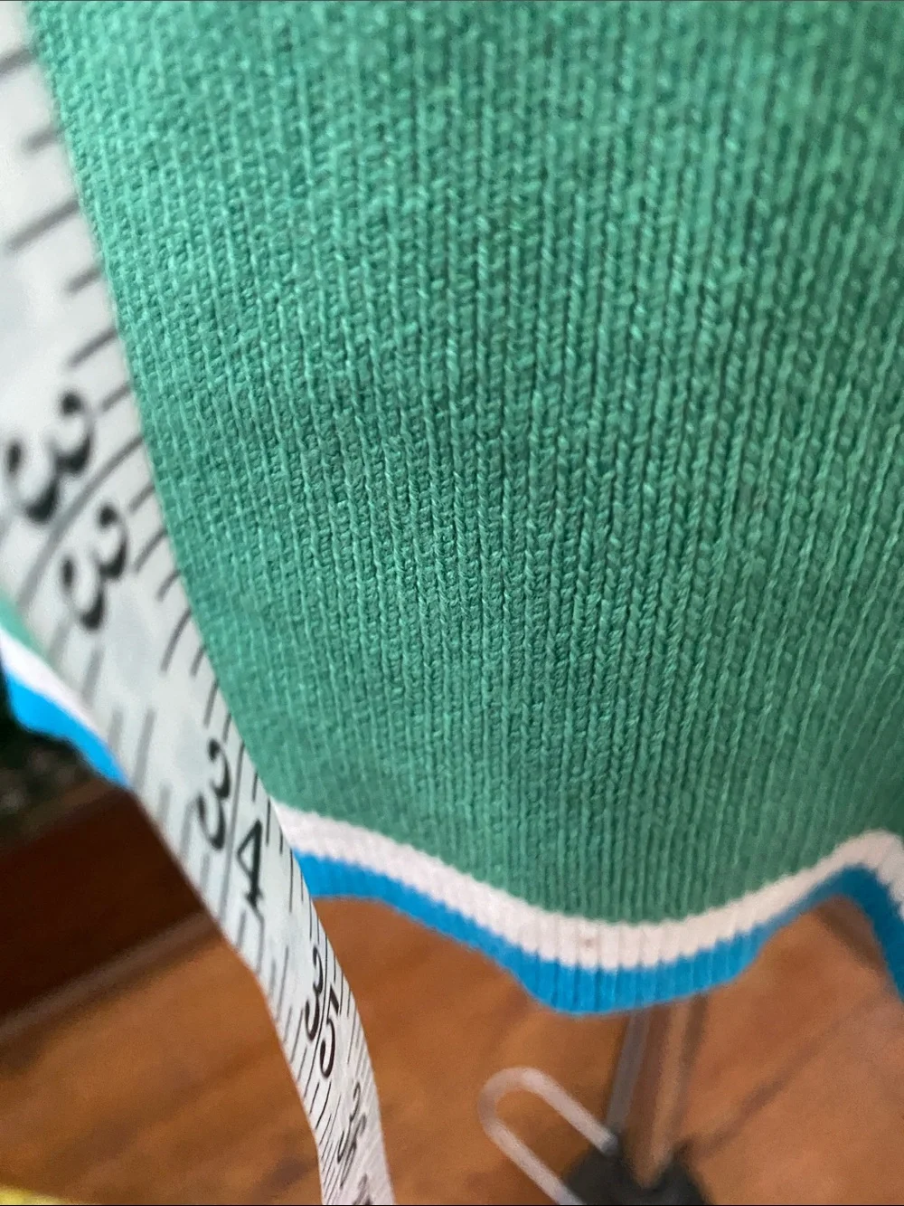 Free People Green Knit Tank Dress with Blue and White Trim